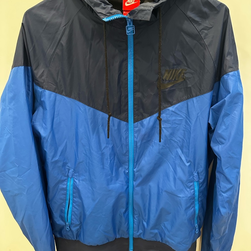 Nike Blue and Black Retro Windbreaker Jacket - Medium